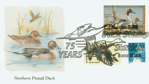 RW75 FDC - 2008 $15 Federal Duck Stamp - Northern Pintail Duck