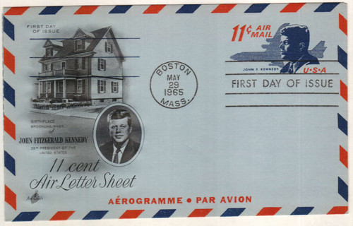 UC38 FDC - 1965 11c Air Post Envelope, red & dark blue