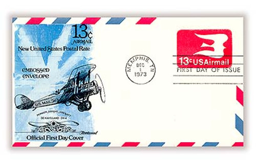 UC47 FDC - 1973 13c Air Post Envelope, rose red