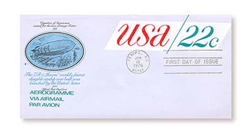 UC50 FDC - 1976 22c Air Post Envelope, red & blue