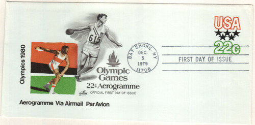 UC52 FDC - 1979 22c Air Post Envelope - Moscow Olympics