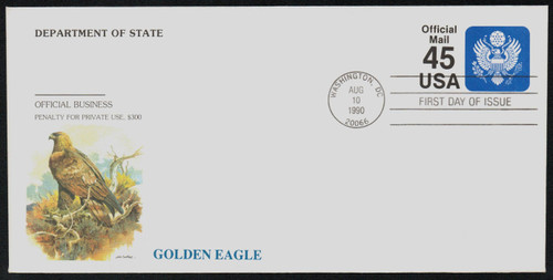 UO81 FDC - 1990 45c Official Mail Self-Sealing Envelope