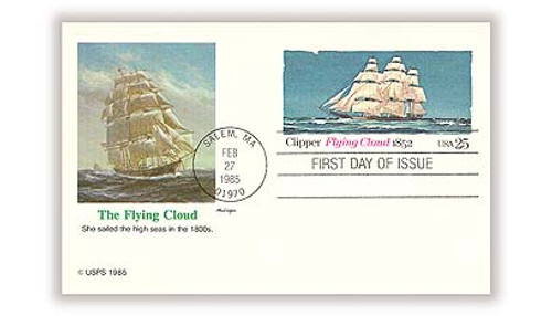 UX107 FDC - 1985 25c Postal Card - Clipper Flying Cloud
