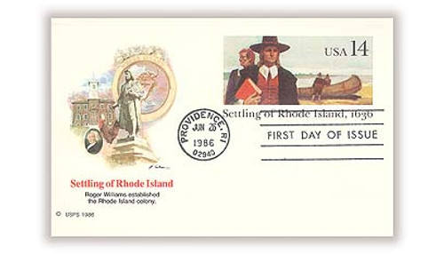 UX112 FDC - 1986 14c Postal Card - Rhode Island