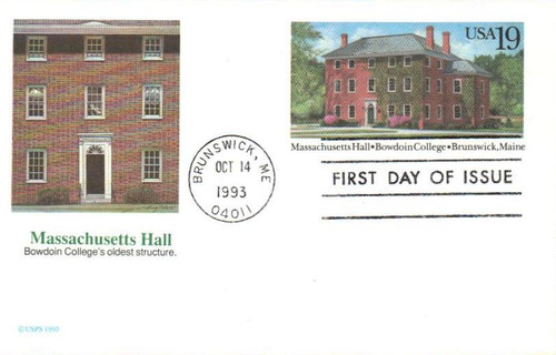 UX173 FDC - 1993 19c Postal Card - Postal C. Massachusetts Hall