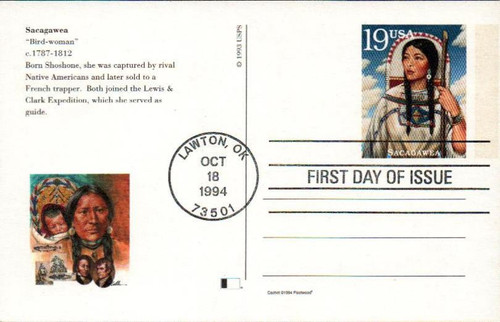 UX196 FDC - 1994 19c Sacagawea Postal Card