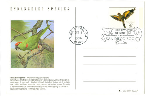 UX272 FDC - 1996 Parrot PC w/32c Stamp