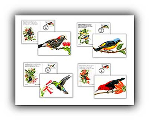 UX293-96 FDC - 1998 20c Tropical Birds PC FDC Set of 4