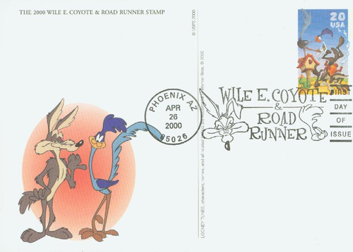 UX314 FDC - 2000 Wile E. Coyote and Road Runner PC FDC