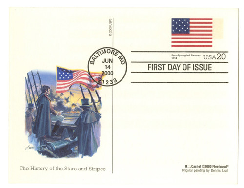 UX327 FDC - 2000 20c Star Spangled Banner PC FDC
