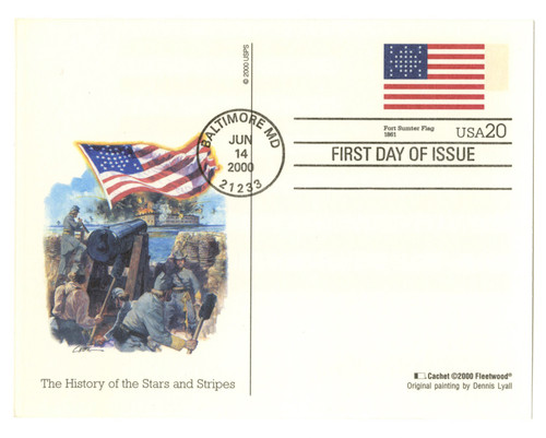 UX331 FDC - 2000 20c Fort Sumter Flag PC FDC