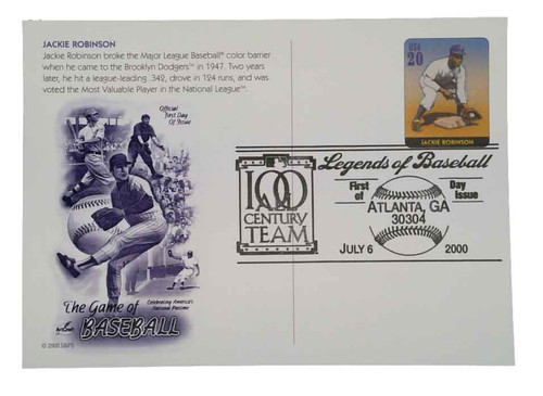 UX337 FDC - 2000 20c Jackie Robinson PC FDC