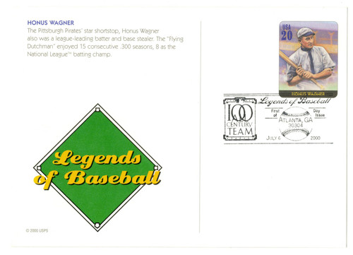 UX353 FDC - 2000 20c Honus Wagner PC FDC