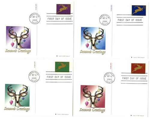 UX357-60 FDC - 2000 Holiday Deer PC FDC Set of 4