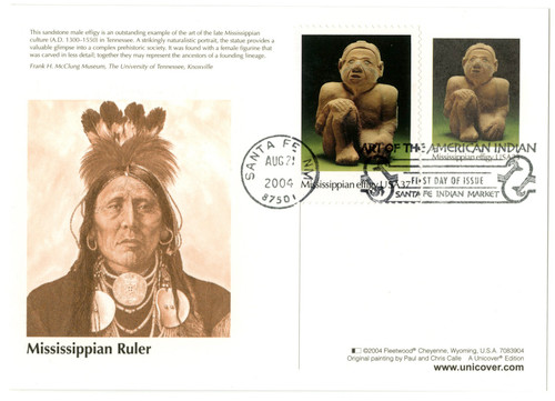 UX416 FDC - 2004 Mississippian Effigy PC/Stamp Combo FDC