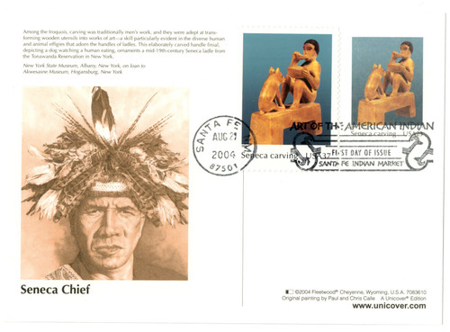 UX419 FDC - 2004 Seneca Carving PC/Stamp Combo FDC