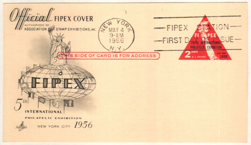 UX44 FDC - 1956 2c Postal Card - FIPEX