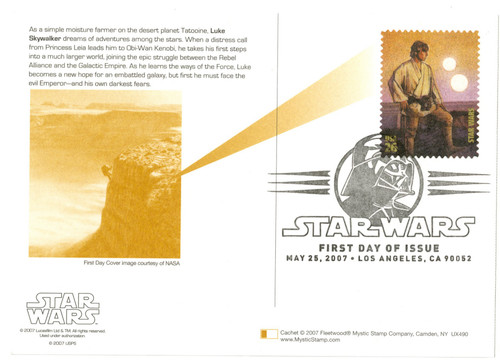 UX490 FDC - 2007 26c Star Wars-Luke Skywalker