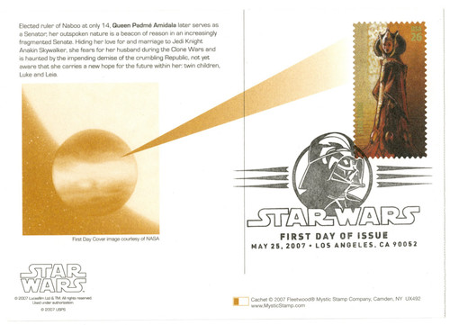 UX492 FDC - 2007 26c Star Wars-Queen Padme Amidala