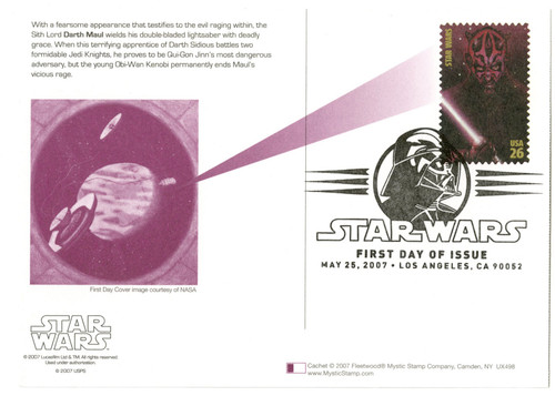 UX498 FDC - 2007 26c Star Wars-Darth Maul