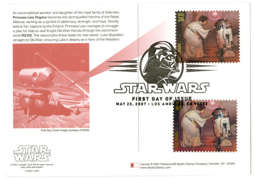 UX500x FDC - 2007 26c Star Wars-P.Leia w/stamp added