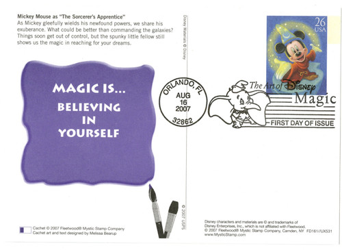 UX529 FDC - 2007 26c Disney-Sorcerer's Apprentice