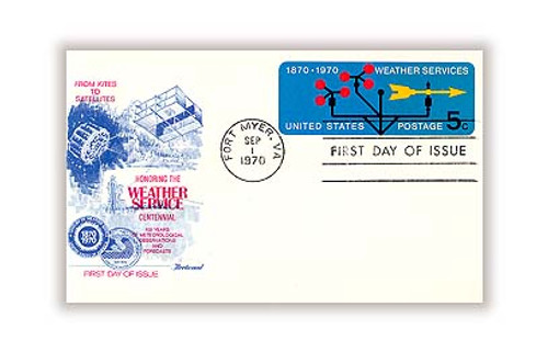 UX57 FDC - 1970 5c Postal Card - Weather Services