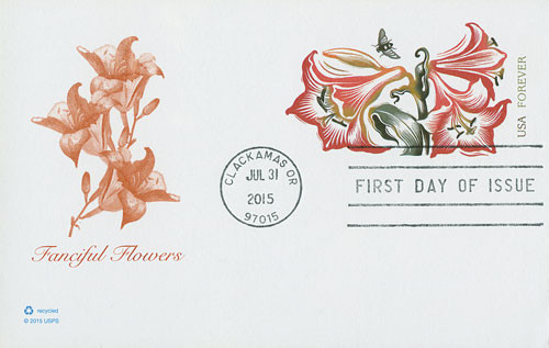 UX646 FDC - 2015 35c Fanciful Flowers - single reply
