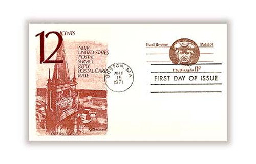 UY22 FDC - 1971 6c Paul Revere with Return Card