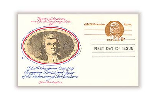 UY26 FDC - 1975 9c Postal Card - J. Witherspoon