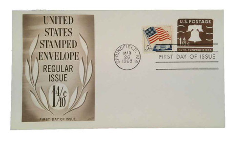 U548 FDC - 1968 1 4/10c Stamped Envelopes and Wrappers - brown