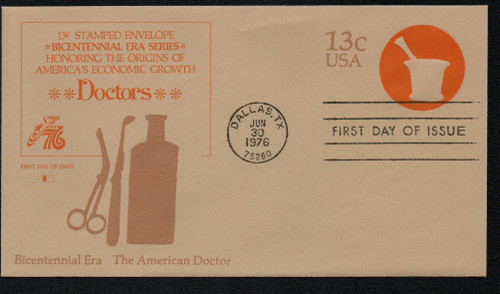 U574 FDC - 1976 13c Stamped Envelopes and Wrappers - brown & orange