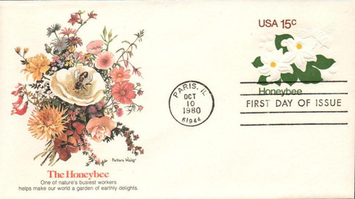U599 FDC - 1980 15c Stamped Envelopes and Wrappers - Honeybee & Orange Blossoms