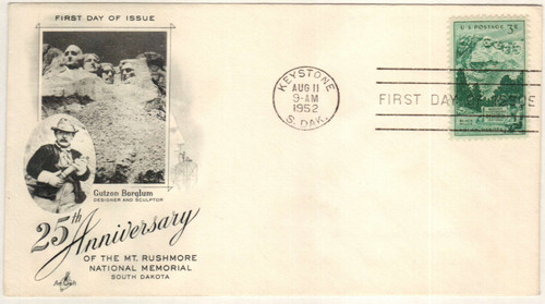 1011 FDC - 1952 3¢ Mt. Rushmore Memorial