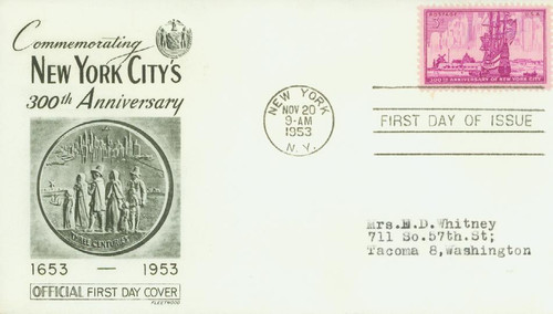1027 FDC - 1953 3¢ New York City