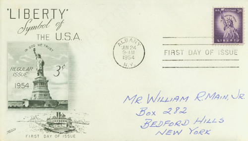 1035 FDC - 1954 Liberty Series - 3¢ Statue of Liberty