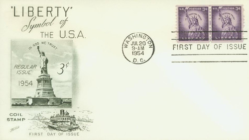1057 FDC - 1956 Liberty Series Coil Stamps - 3¢ Statue Of Liberty