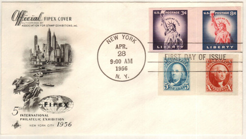 1075b FDC - 1956 8¢ Violet Blue/Carmine, single