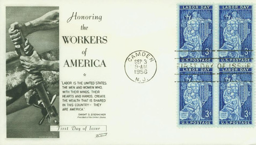 1082 FDC - 1956 3¢ Labor Day