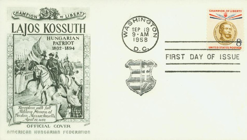 1118 FDC - 1958 8¢ Lajos Kossuth