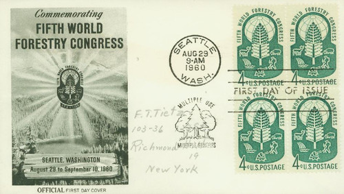 1156 FDC - 1960 4c World Forestry Congress