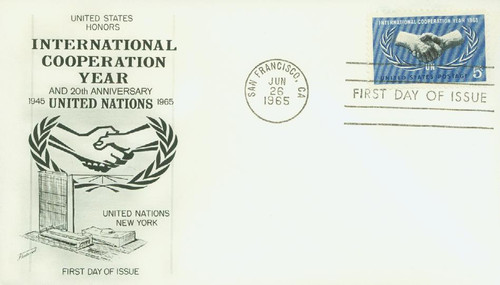 1266 FDC - 1965 5c International Cooperation Year