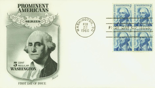 1283 FDC - 1966 5c Prominent Americans: George Washington