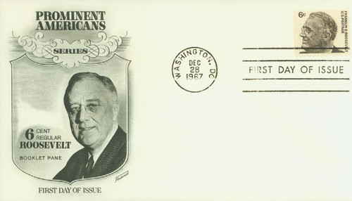 1284b FDC - 1967 6c Franklin D. Roosevelt, pane of 8