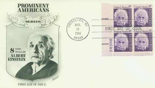 1285 FDC - 1966 8c Prominent Americans: Albert Einstein