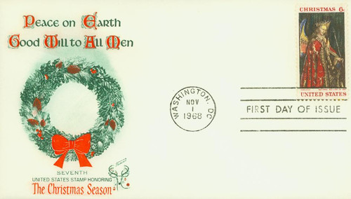 1363 FDC - 1968 6c Traditional Christmas: Angel Gabriel