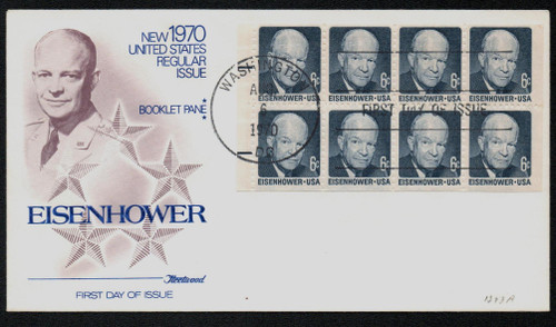 1393a FDC - 1970 6c D.Eisenhower, Booklet Pane (8)