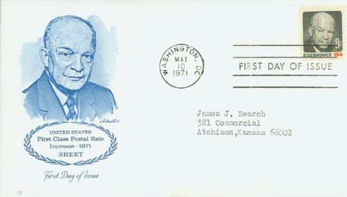 1394 FDC - 1971 8c Dwight D. Eisenhower, multicolor