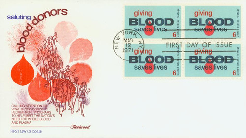 1425 FDC - 1971 6c Giving Blood Saves Lives