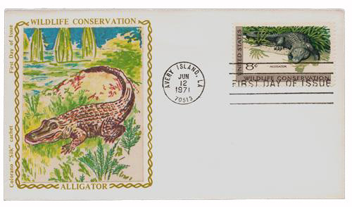1428 FDC - 1971 8c Wildlife Conservation: Alligator